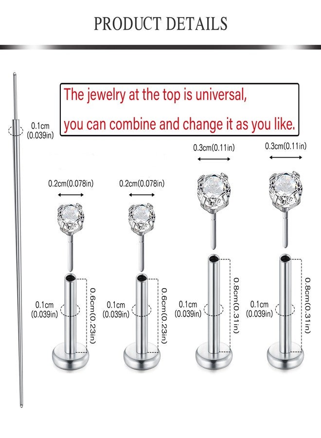 AVYRING أقراط أنف بدون خيط من AVYRING، أقراط مسطحة من الخلف، أقراط لابريت فضية بدون خيط، أقراط ثقب الغضروف، أقراط ثقب الحلزون، أقراط ثقب الصدفة، مجوهرات ثقب الشفة، فولاذ جراحي عيار 18، أقراط غضروفية للنساء، أدوات تغيير - Image 2